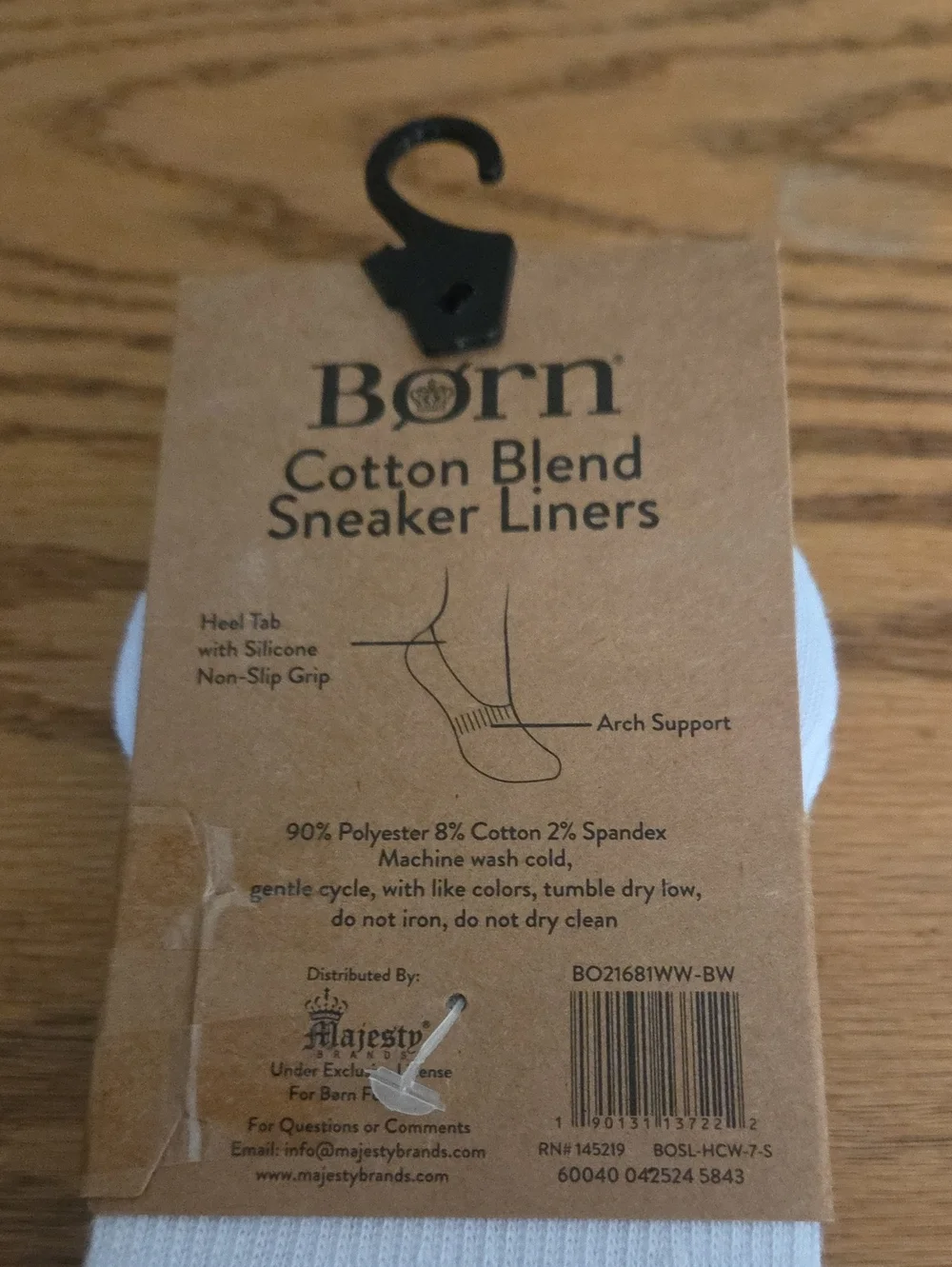Born Sneaker Liners Cotton Blend Black White Socks 6 Pack Womens Size 4-10